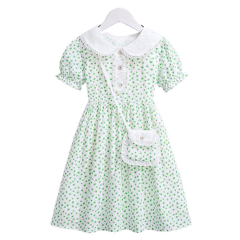 Girls Summer Floral Dress Short Sleeve Princess Fashionable Dress