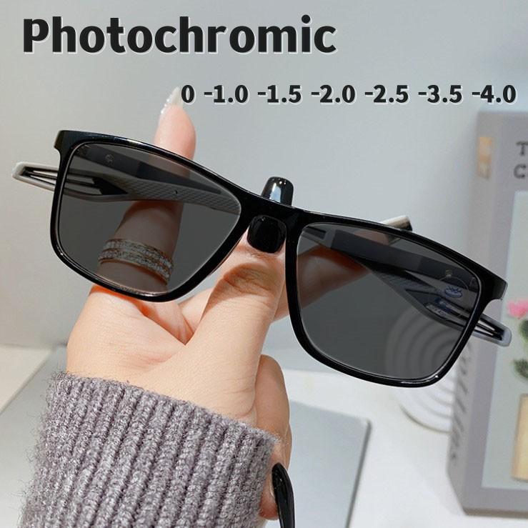 Óculos de miopia fotocromáticos femininos vintage TR90 ultraleves óculos esportivos que mudam de cor óculos de visão próxima óculos de sol UV