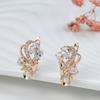 Kinel Shiny Natural Zircon Flower Drop Earrings Rose Gold Jewelry