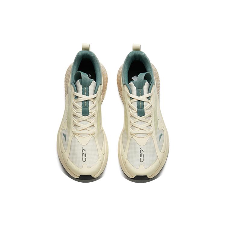 new Anta C37+ Cushioned Anti Slip Wear Resistant Breathable Lightweight Low Top Casual Running Shoes Men's White Green