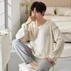 Men's Korean-Style Cotton Pajamas - Long Sleeve, Casual, Seasonal Homewear