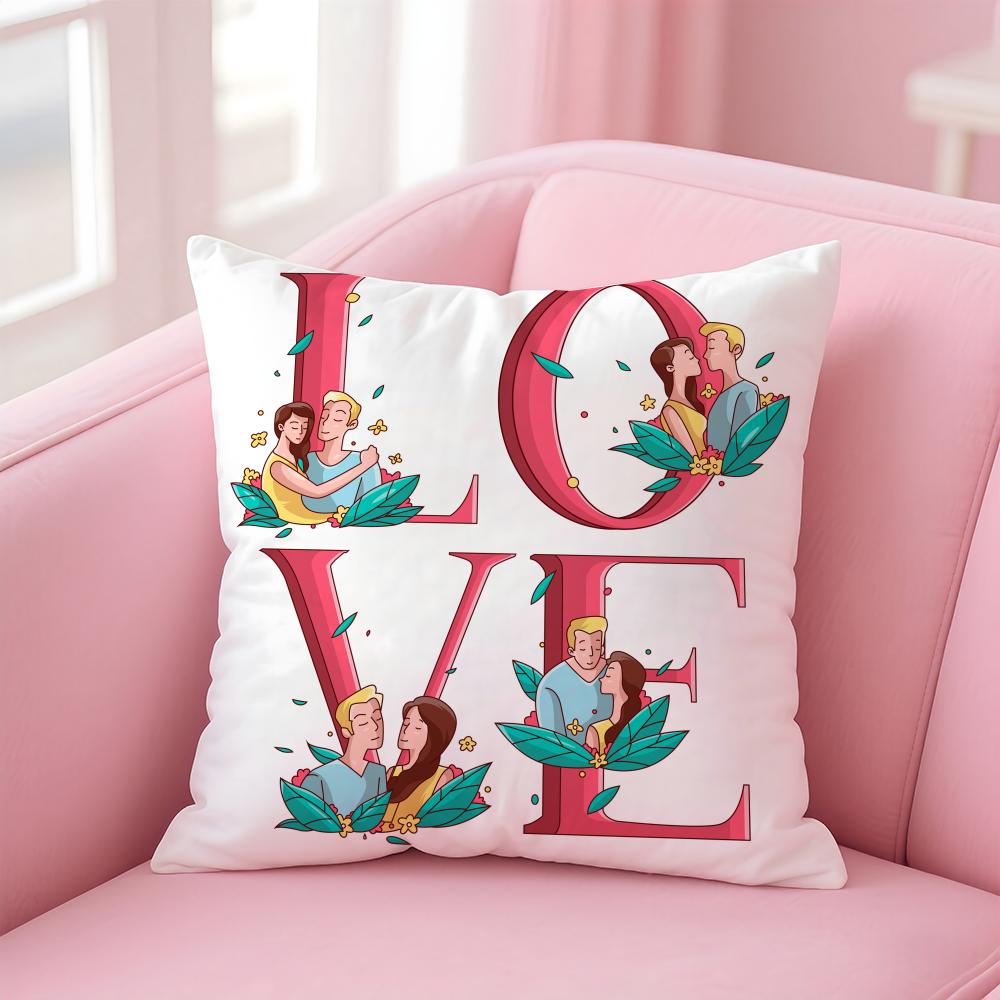 Creative Love Pattern Romantic Modern Art Cushion Cover Pillow Case Soft Skin Friendly Fabric Concealed Zipper