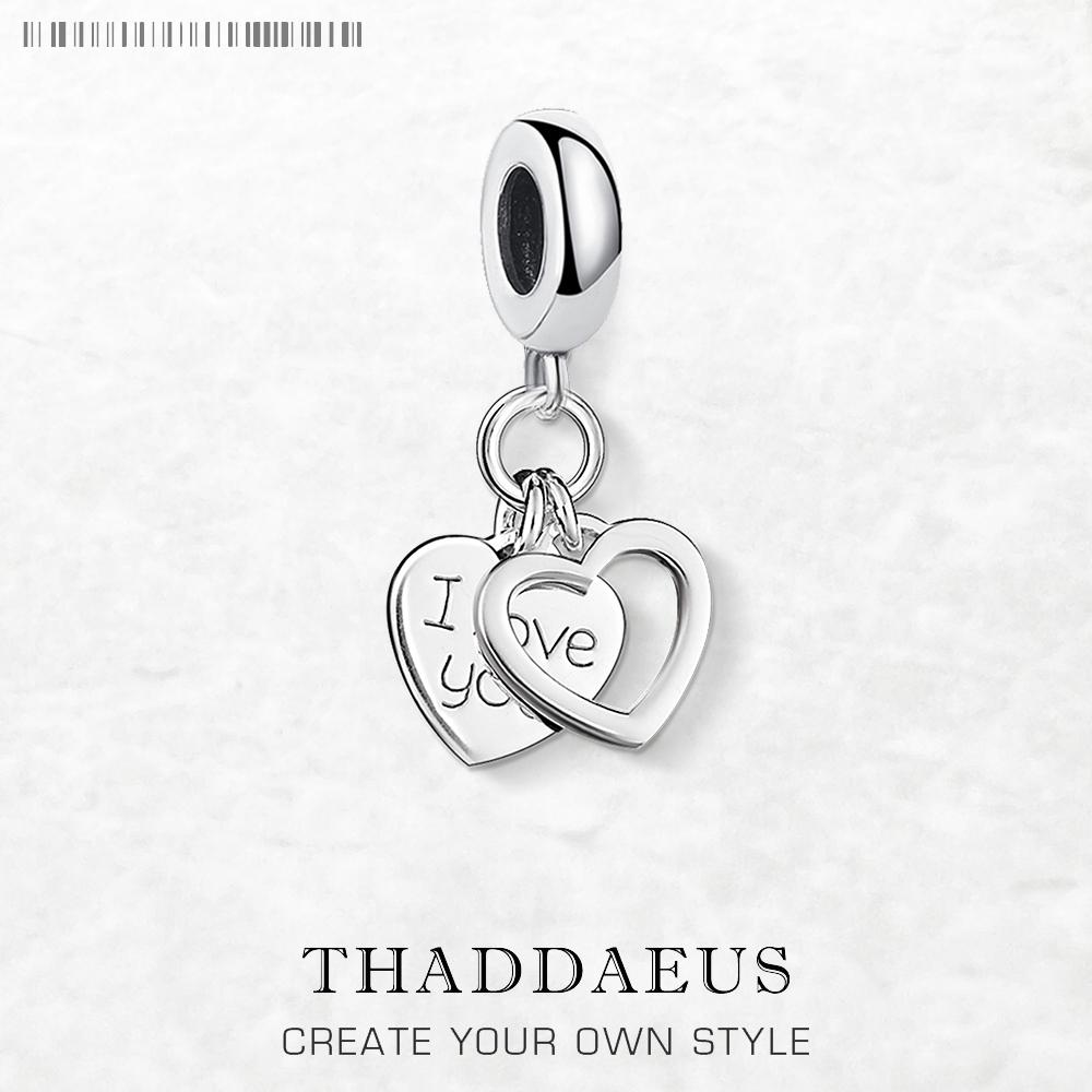 

Dangle Charm Pendant I Love You Hearts Europe Club Fine Jewelry For Women Men Summer Romantic Gift In 925 Silver