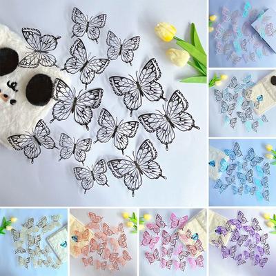 Multi-color 3D Hollow Butterfly Laser Reflective Decoration Sticker Butterfly Wall Sticker  Cabinet