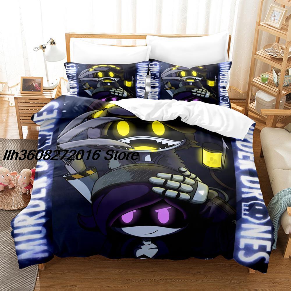 Murder Drones Bettwäsche-Set, Einzelbett, Doppelbett, Queensize-Bett, Kingsize-Bett, Bettbezug-Set für Erwachsene und Kinder, 3D-Anime-Bettlaken-Set
