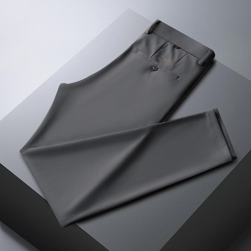 Spring and Autumn Light Business Men's Casual Pants Embroidered Small Straight Stretch Slim Pants