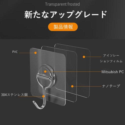 MAGPIE Wall Hooks, Strong Adhesive, Transparent, Non-Scratch, Set of 8, Waterproof, Oil-Resistant, Holds 30kg, Leaves No Marks, Rust-Resistant