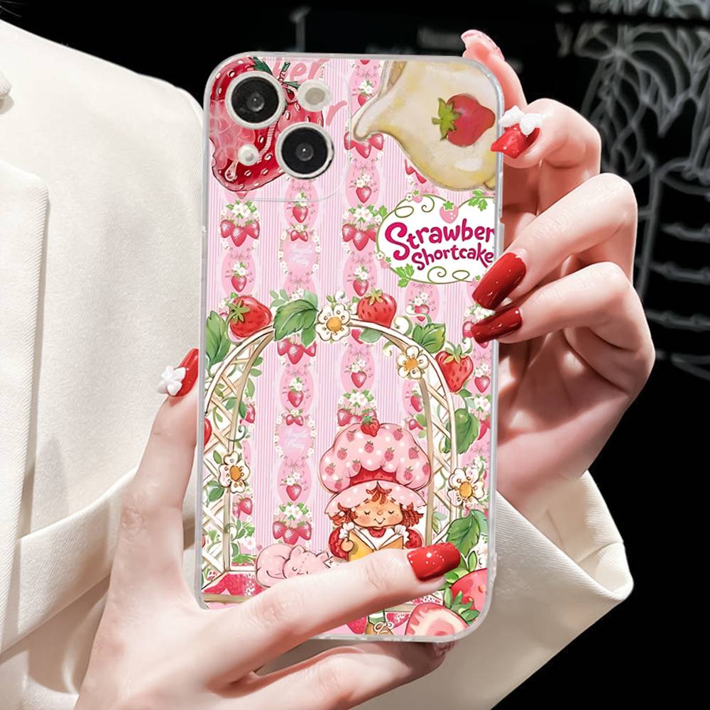 S-Strawberry Cartoon S-Shortcake Girl Case For Iphone 17 16 15 Pro Max 11 12 13 14 Pro Plus Phone Cover