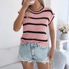 Women's Fashion Contrast Striped Casual Loose Sweater Top