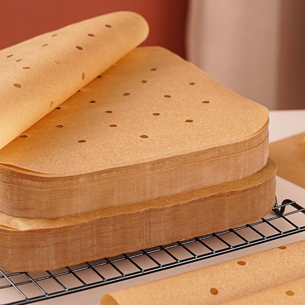 100pcs Air Fryer Paper 6.5inch 16.5cm Disposable Air Fryer Liners Square Paper Non-Stick Steaming Mat Oil-Absorbing Paper