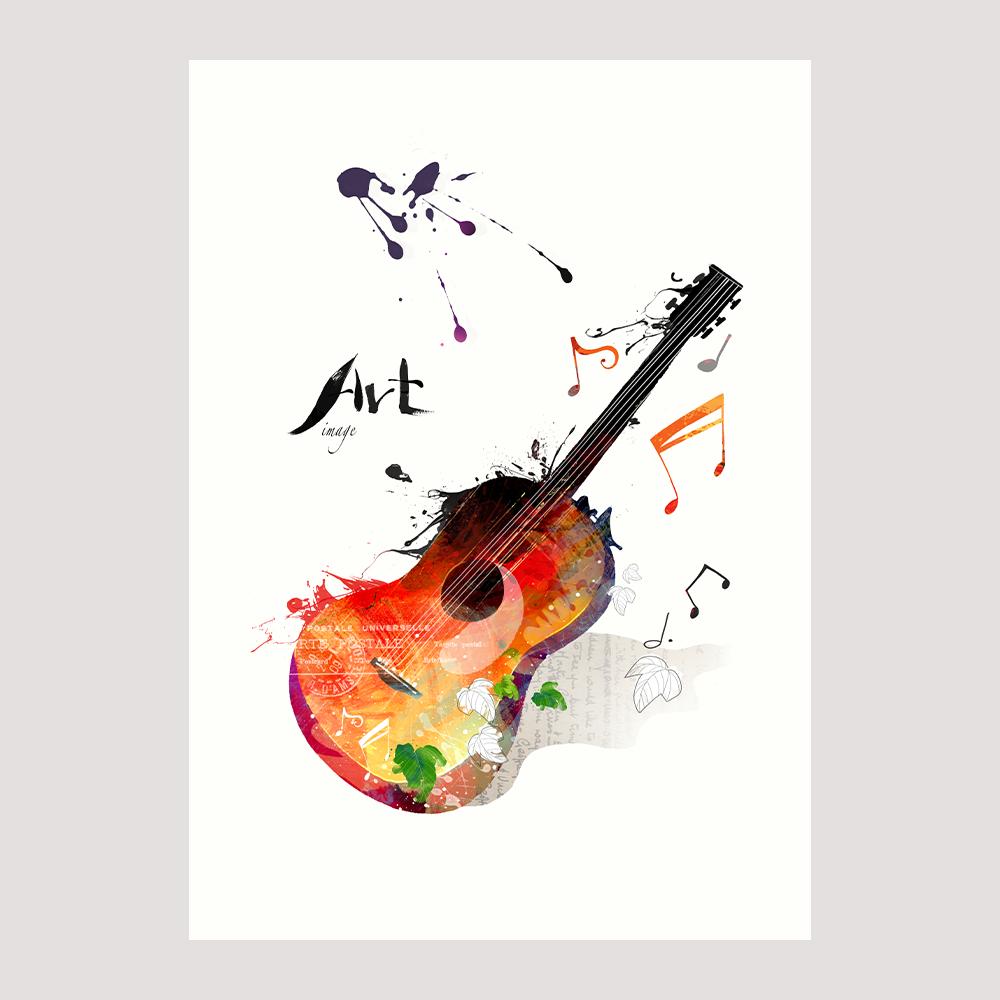 Abstract Graffiti Music Guitar Canvas Printing Pop Art Wall Poster for Music Room Decor