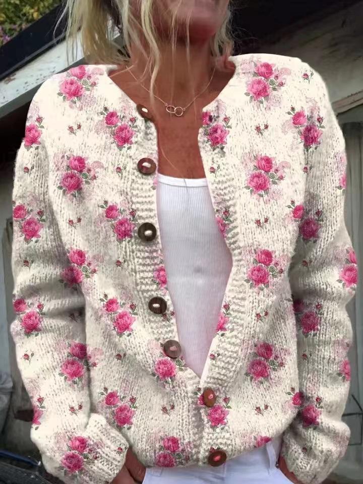2026 Foreign Trade New 3D Digital Printing Cardigan Knitted Jacket Women's Clothing Early Spring and Autumn Factory Wholesale