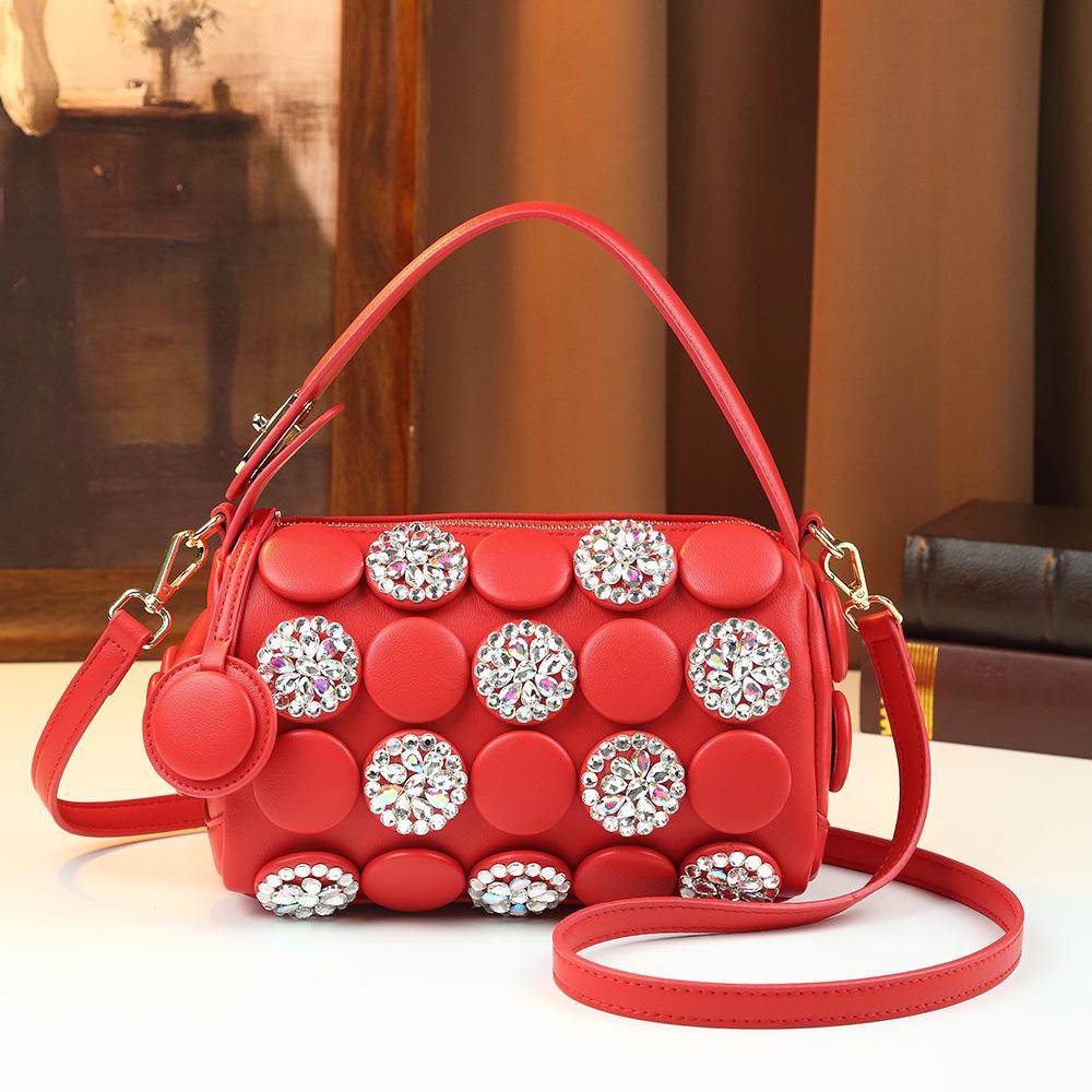 2026 Spring New Hot Diamond Cylinder Bucket Bag