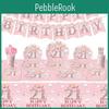 Pink 21st Birthday Party Decorations Disposable Tableware With Cute Striped Straws And Utensils