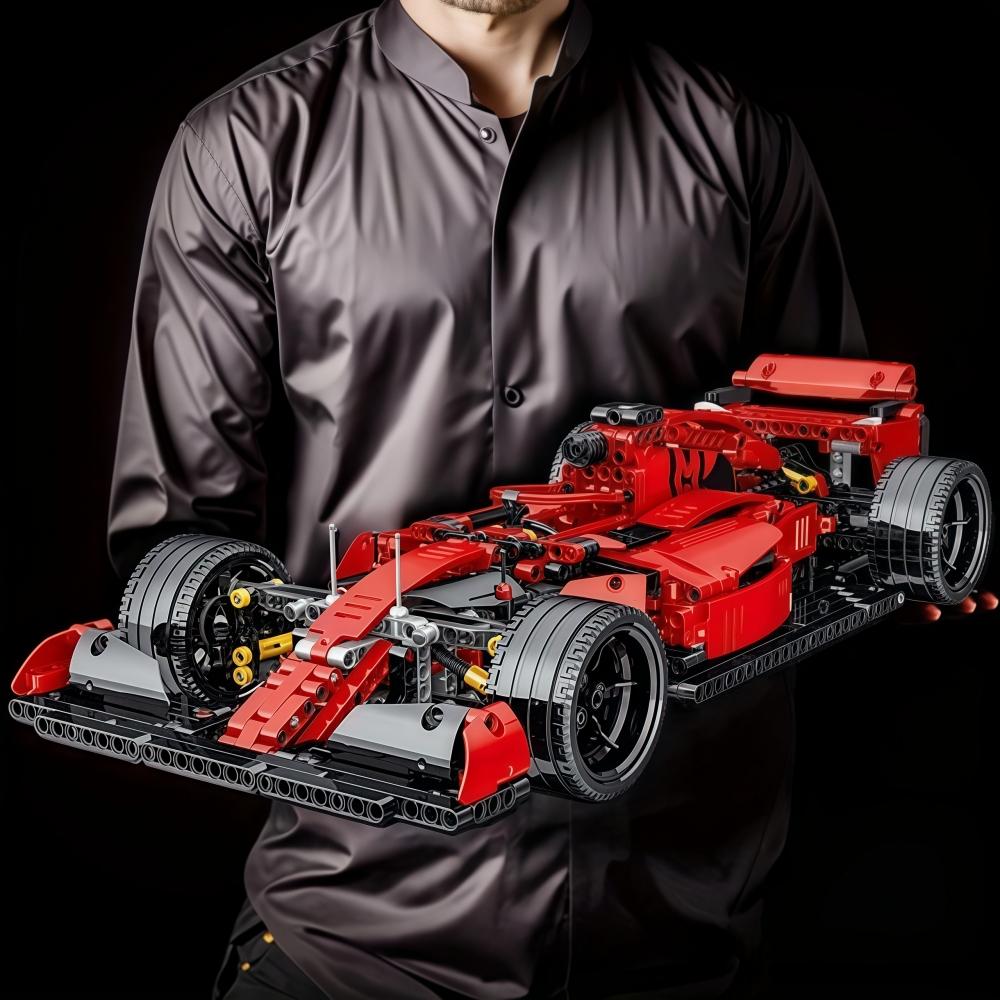 Non-Toxic Technical Red Racing Car Building Blocks Creative Diy Assembly Bricks Model For Kids Birthday Christmas Halloween Gifts