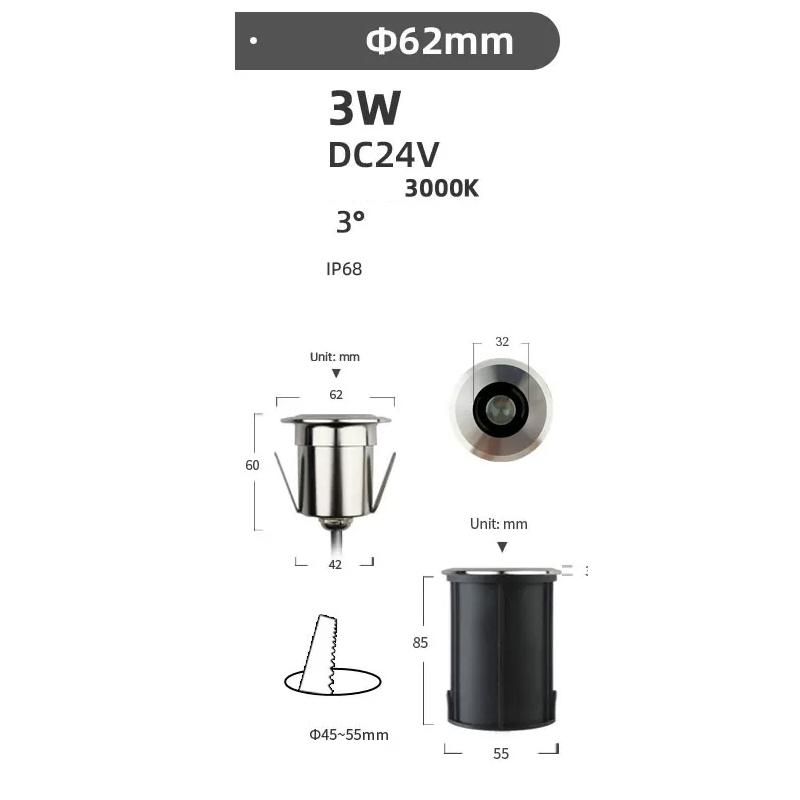 Kleine Wasserdichte Untergrundleuchten Edelstahl-Lampenkörper 2W Eingebaute LED Gartenweg-Spot Einbau-Untergrundleuchte DC24V