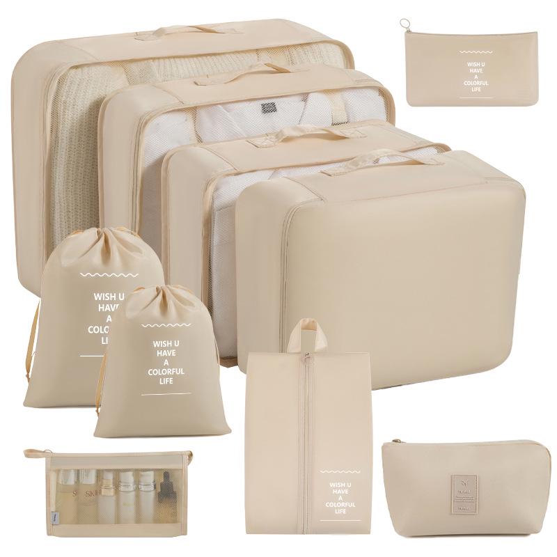 Eight-Piece Waterproof Travel Storage Bag Set for Business Trips - Large Capacity
