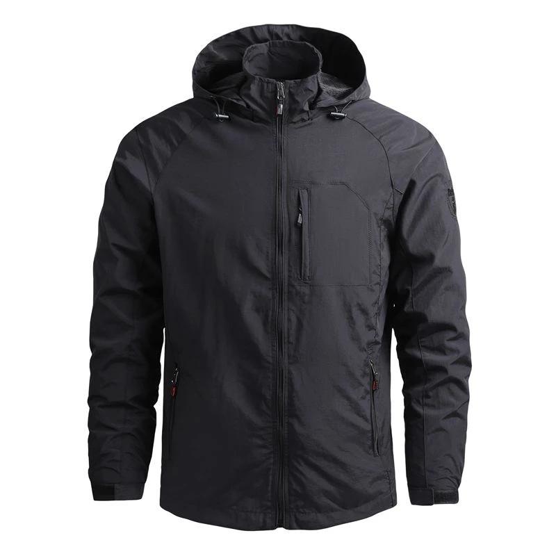 Men's Spring and Autumn Plus Size Hooded Jacket Casual Outdoor Softshell Jacket