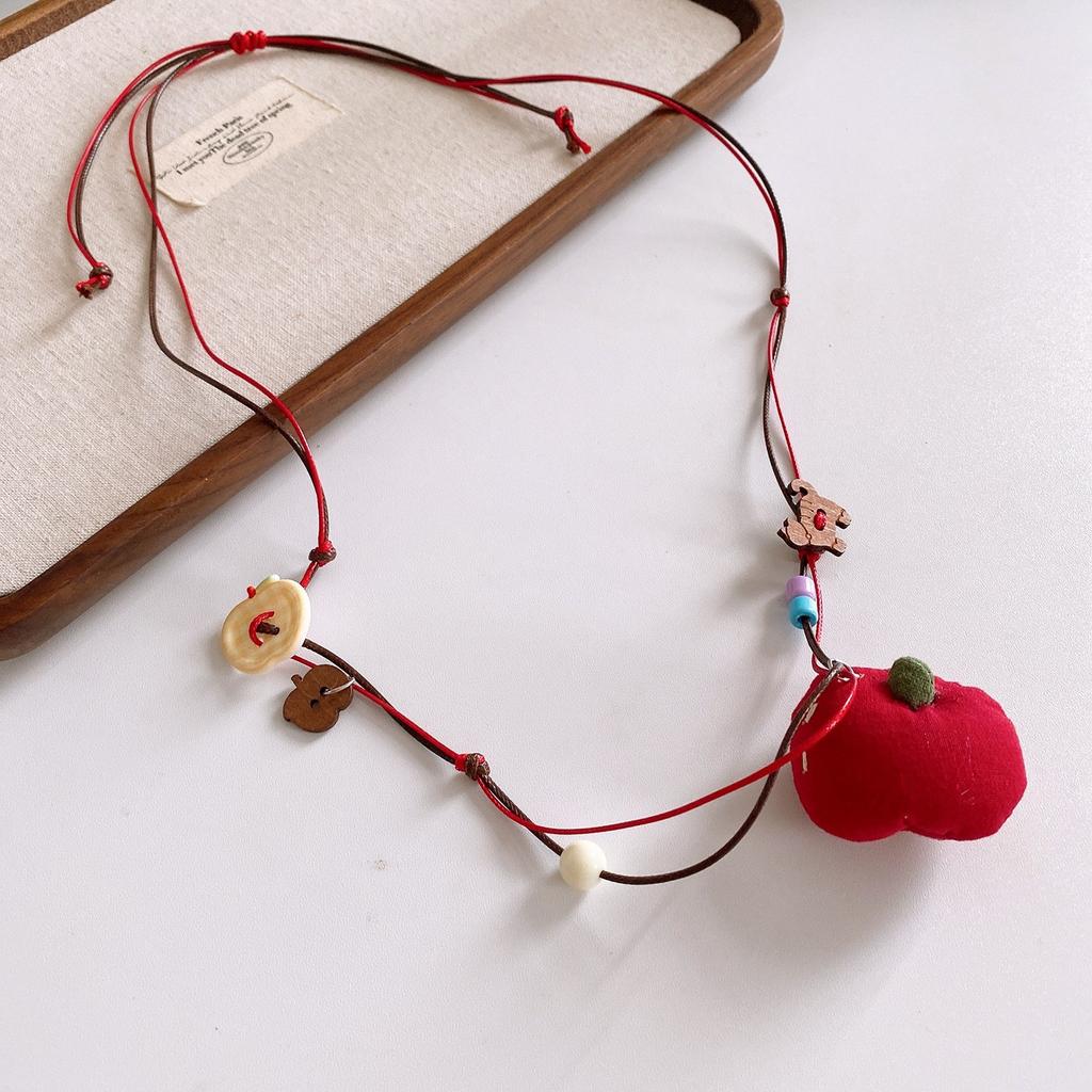 Korean fleece rope color artificial tiger's eye stone bag necklace niche design sweater chain retro necklace
