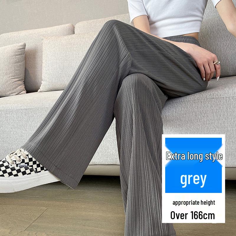 Plus Size Ice Silk Wide Leg Pants: Women's High Waist Loose Fit, Summer Thin, Extra Large Up To 300 Jin.