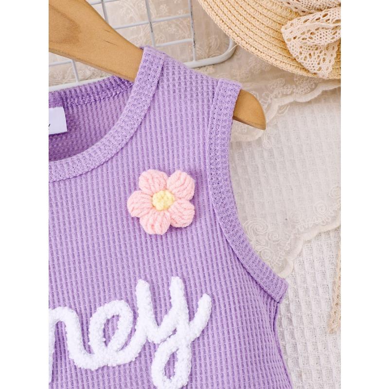 4-7J Kinderbekleidung Kinder Baby Hosenanzug Mädchen Sportshorts Anzug Freizeit Zweiteiler Ärmellos + Shorts Anzug