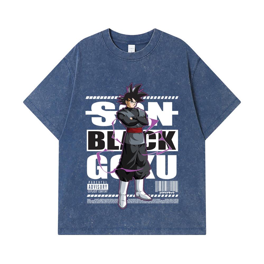275 GSM Washed T-shirts 100% Cotton Dragon Ball V16 Black Goku Print Unisex Heavy Cotton T Shirt