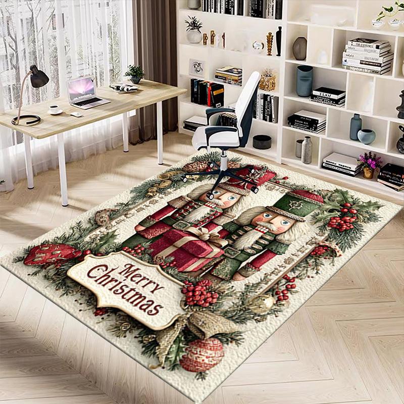 1PC Nutcracker Merry Christmas Extra Large Non Slip Floor Carpet, Office, Family, Bedroom, Large Area Rug Indoor Rugs, Vibrant Colors