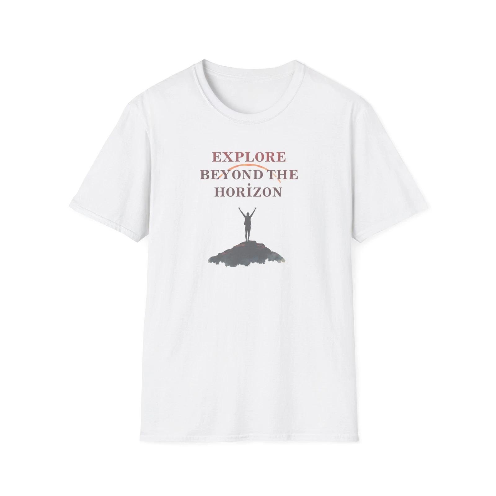 Explore Beyond the Horizon T-Shirt | Mountain Silhouette Typography M