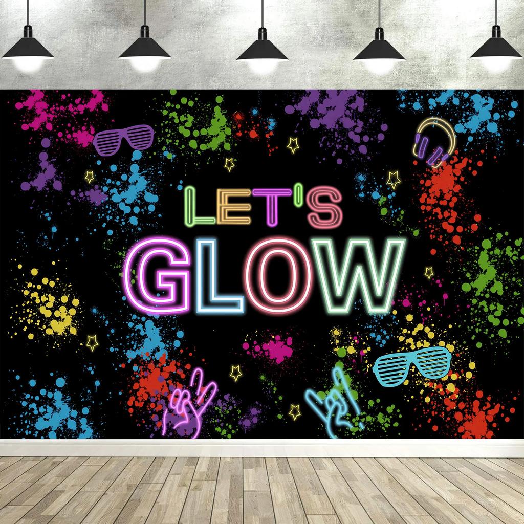 Colorful Neon Glow Party Backdrop  Vibrant Photography Background Birthday Decor Supplies for Studio  Photo Booth Props