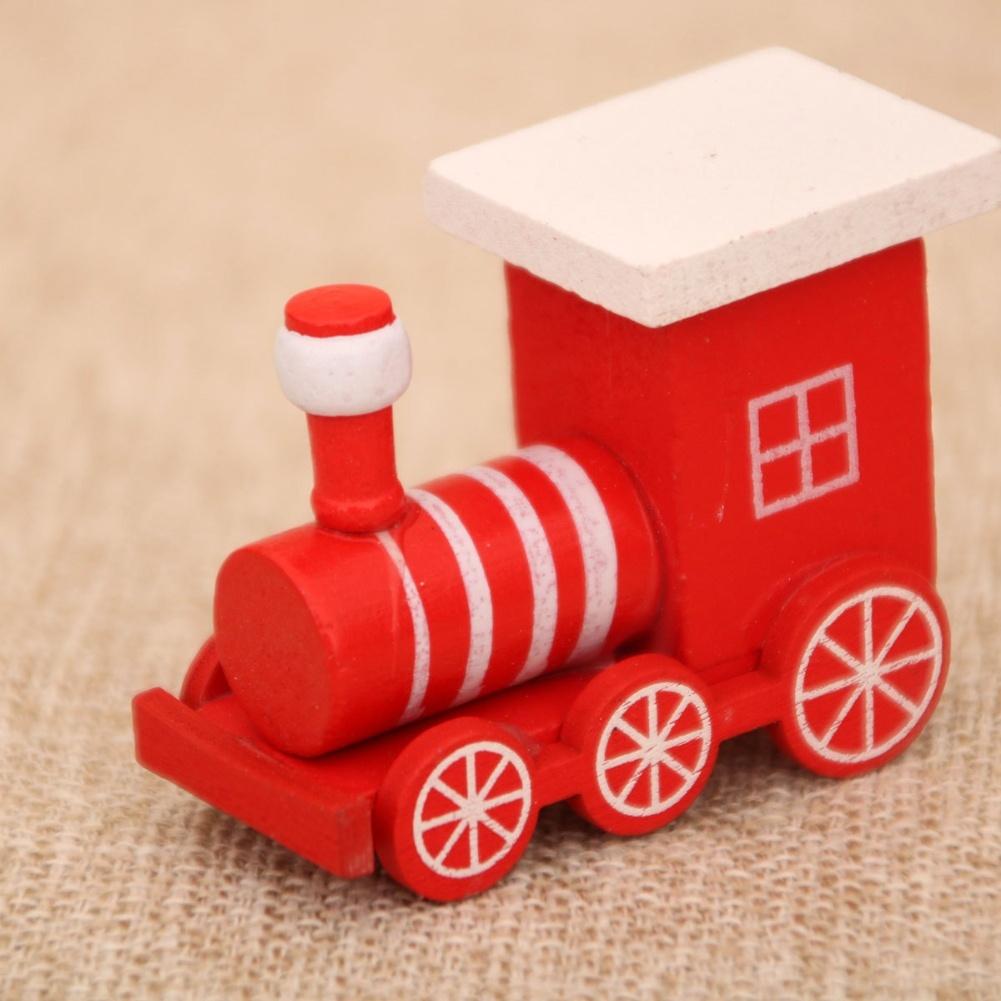 3Pcs Wooden Christmas Train Miniature Holiday Decorations for Tree Tabletop Seasonal Ornaments for Party and Home Use
