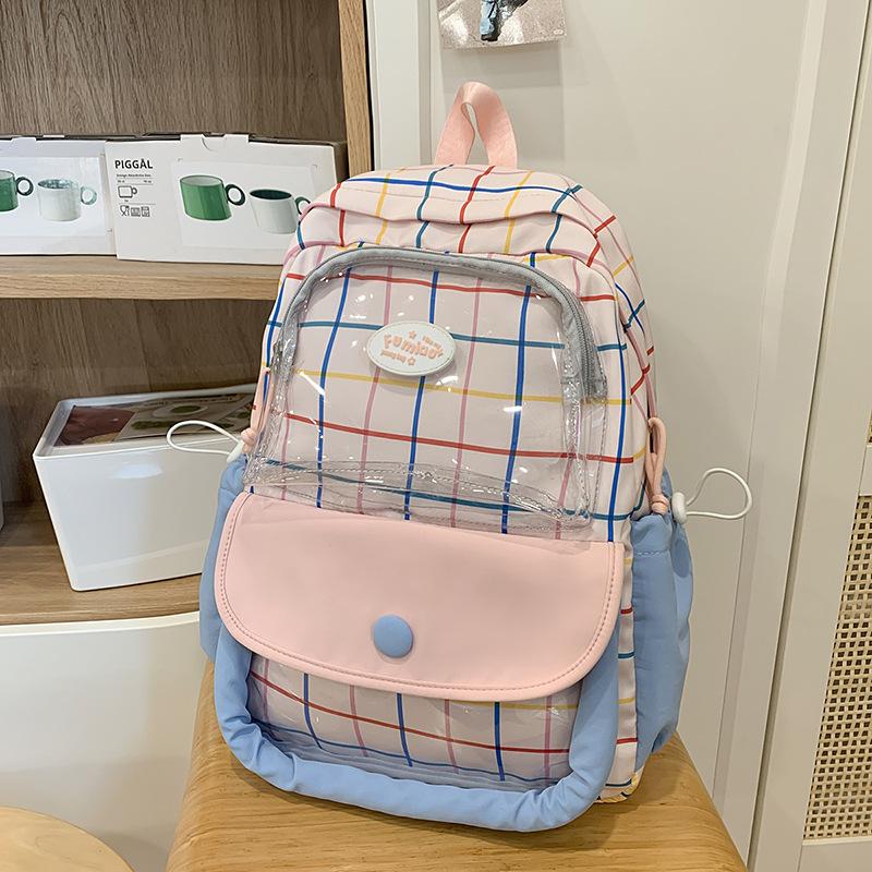 School bag school bag Korean ins plaid high school high value backpack