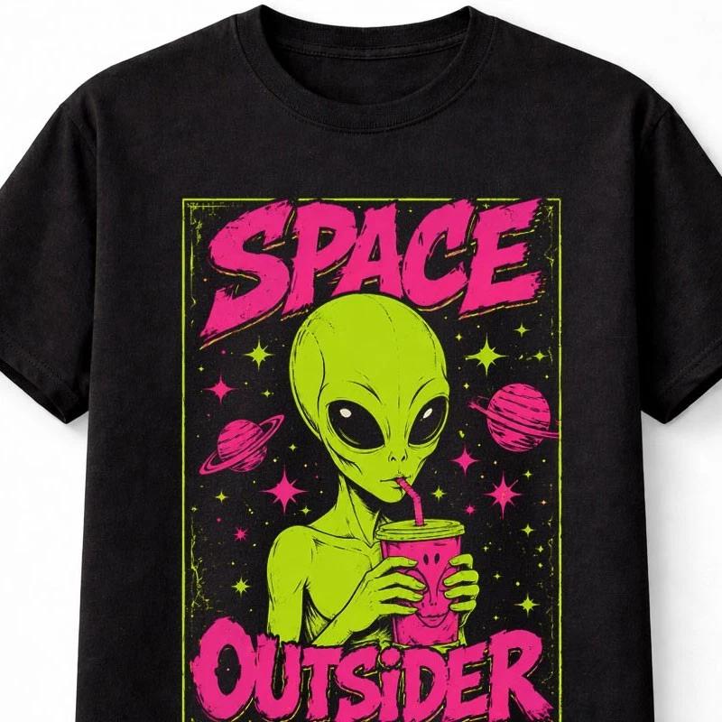 Space Outsider Alien Retro Sci Fi Graphic Cosmic Unisex TShirt S