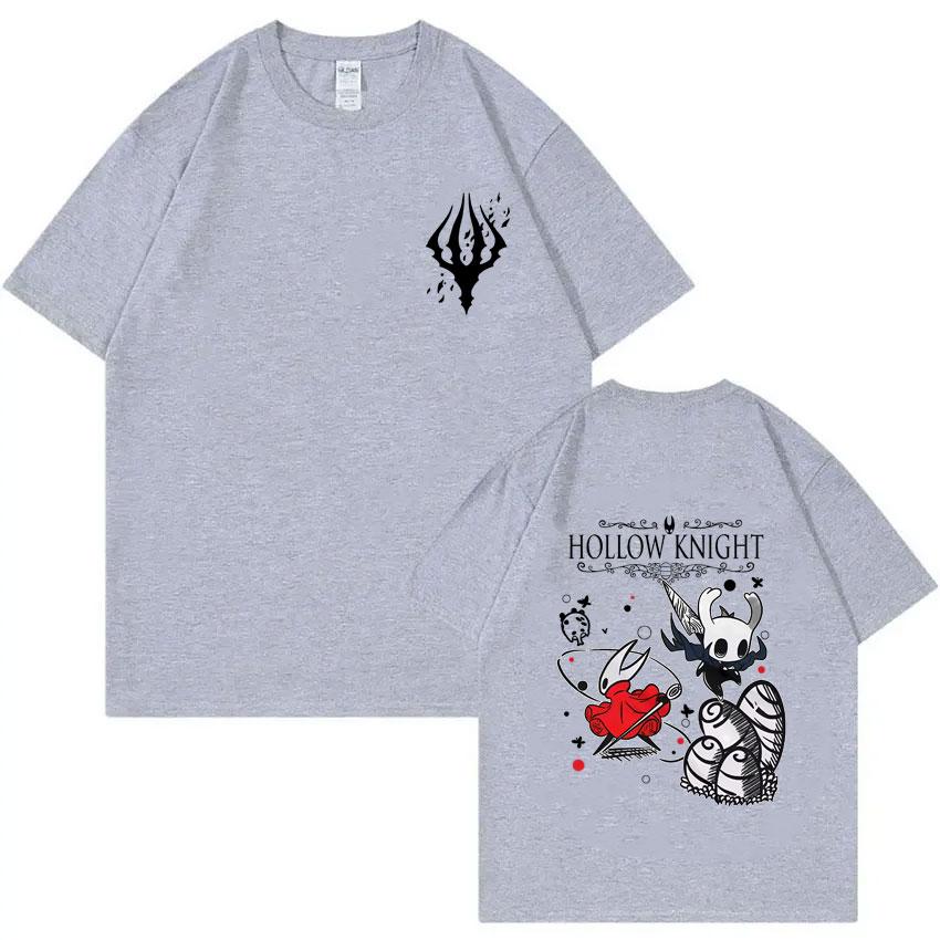 Hollow Knight Doppelseitiges Grafik-T-Shirt Unisex Damen Spiel-Liebhaber T-Shirts Unisex Mode Cartoon Übergroßes Kurzarm-T-Shirt