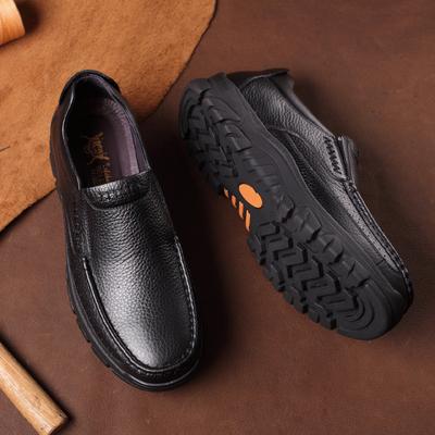 Business Leather Shoes Men's Soft Bottom Cowhide Elderly Large Size Middle-aged and Elderly Casual Men's Shoes Breathable Men's Single Shoes