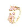 Elegant Wheat Ear Ladies' Ring: Adjustable Copper Band with Zircon Inlay