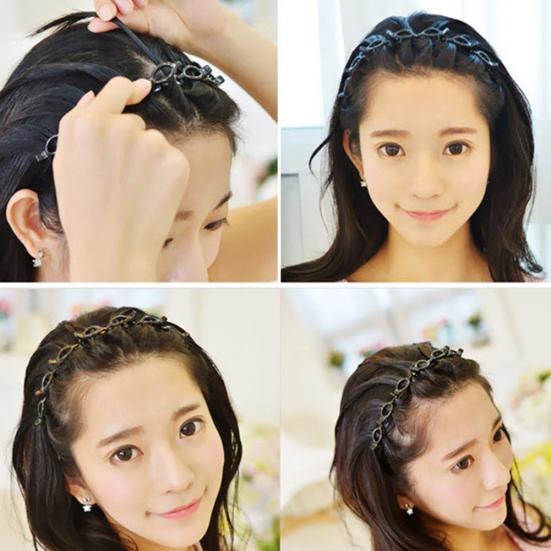 Women Fashion Double Layer Bang Hair Clips Hairpins Hair Hoop Headband Headwear
