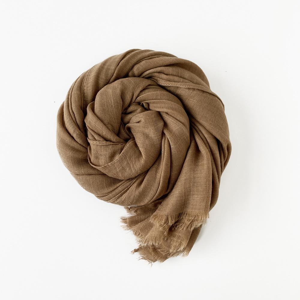 Middle East Malay monochrome slub cotton scarf women's camel shawl bag head short beard tassel Muslim headscarf