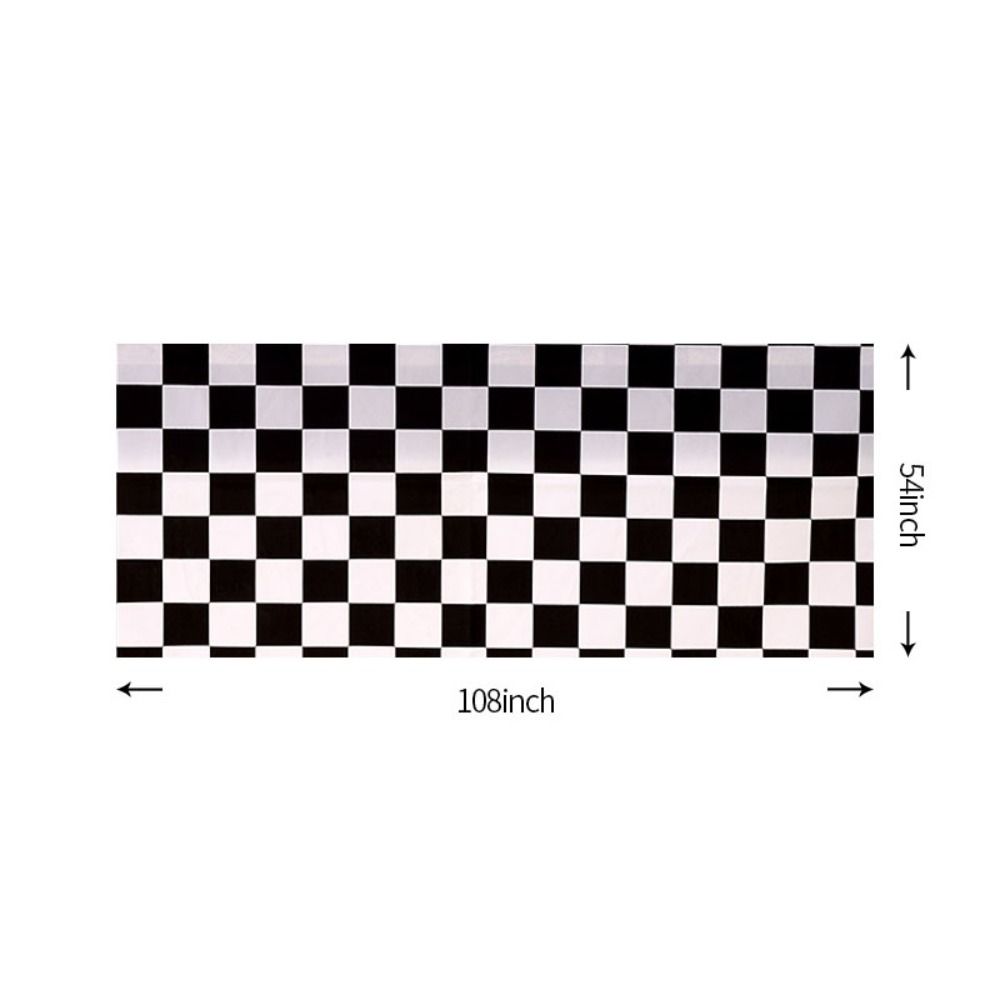 Black and White Checkered DisposableTablecloth Plastic Table Decorative Cloth  Birthday Party