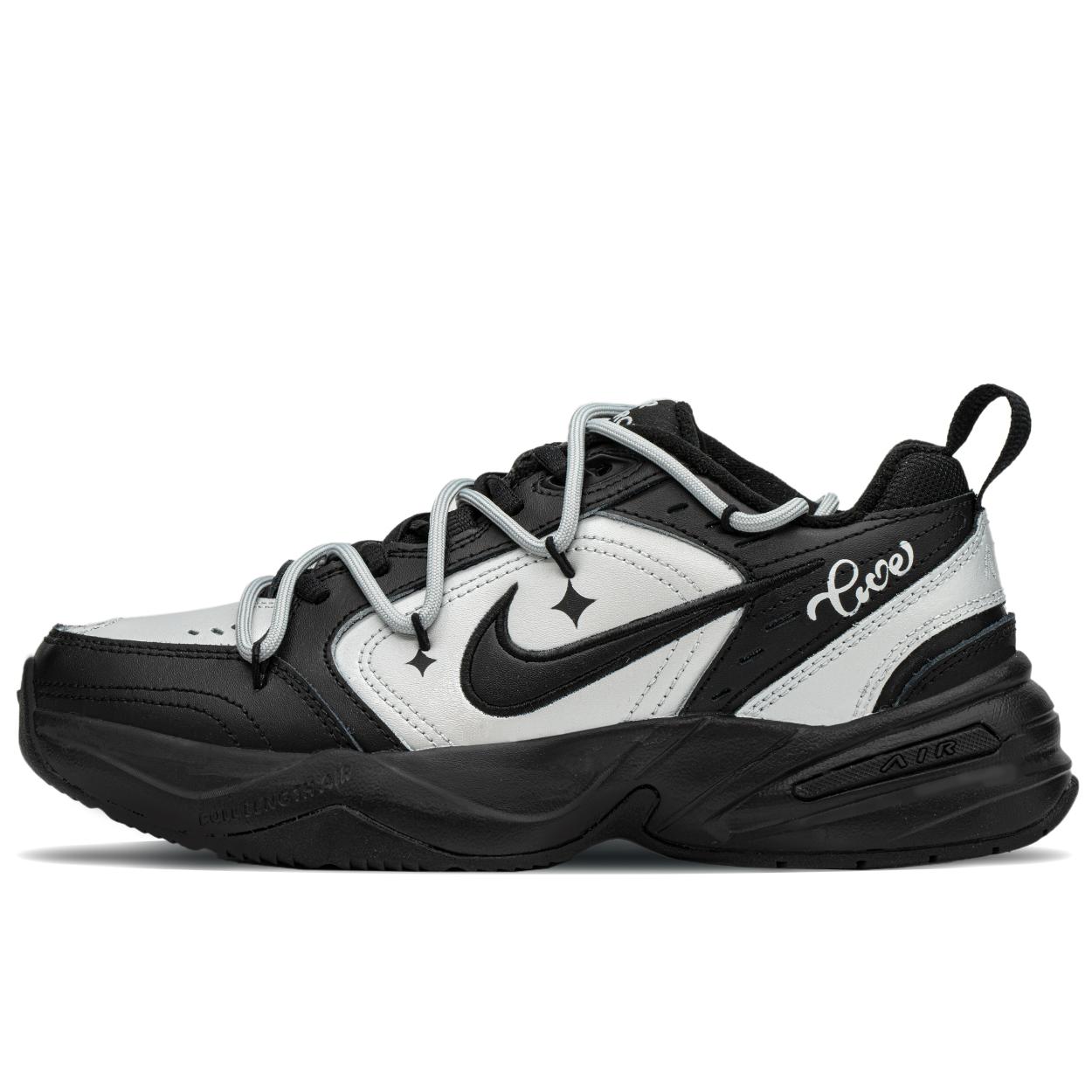 

Nike Air Monarch 4 Synthetic Leather, Leather Low top Chunky Sneakers Unisex Black Silver 415445-001(TeamA-) 38