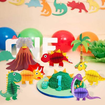 7 Adet/Set Dinozor Petek Masa Orta Süsleri Çizgi Film Hayvan Kağıt Petek Süsler Çocuklar Erkek Çocuklar için Doğum Günü Partisi Malzemeleri