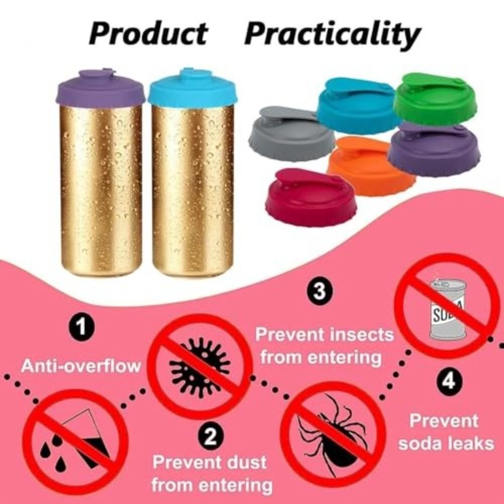 Reusable Soda Can Lids Leakproof Seal Universal Fit Leakproof Drink Protectors Eco-Friendly Silicone Material