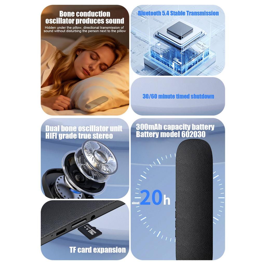 Conductive Sleep Speaker, Under-pillow Type, Ultra-thin Non-in-ear Pillow Speaker, With Bluetooth And Playback Function, Portable Bedside Speaker.
