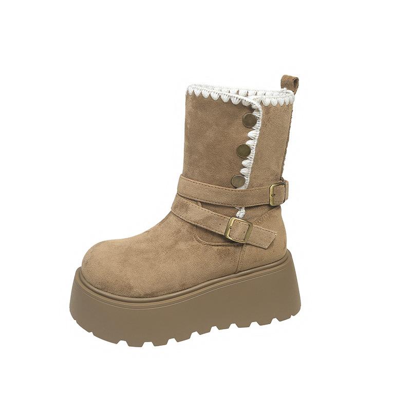 Yueyu British style thin thick-soled Martin boots women's 2025 new autumn small man height increase snow short boots