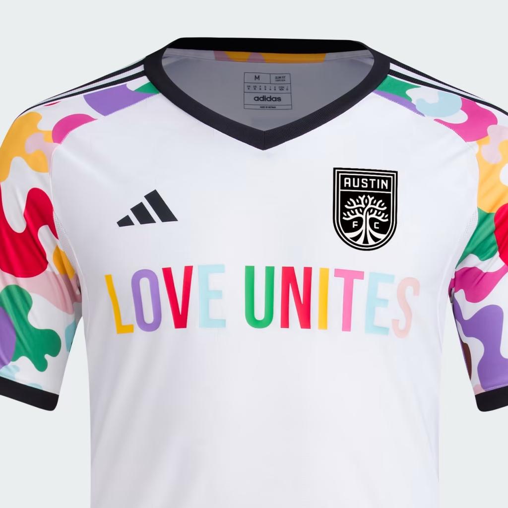 Adidas Austin Fc Pride Pre-Match Jersey Letter Print Crew Neck Color Block Short Sleeve T-Shirt Men Tops White IN9203
