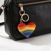 Knitted Pendant Rainbow Color Heart Flower Shape Crochet Keychain Soft Cotton Thread Handmade Bag Charm Car Keys Backpack Accessory