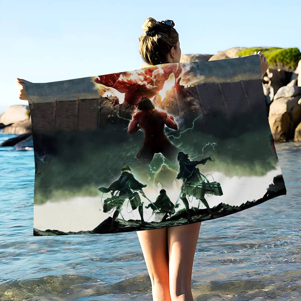 Anime A-Attack On Titan Small Microfiber Blanket Quick Drying Beach Towels Oversized Printing Super Absorbent Pool Towel Blanket