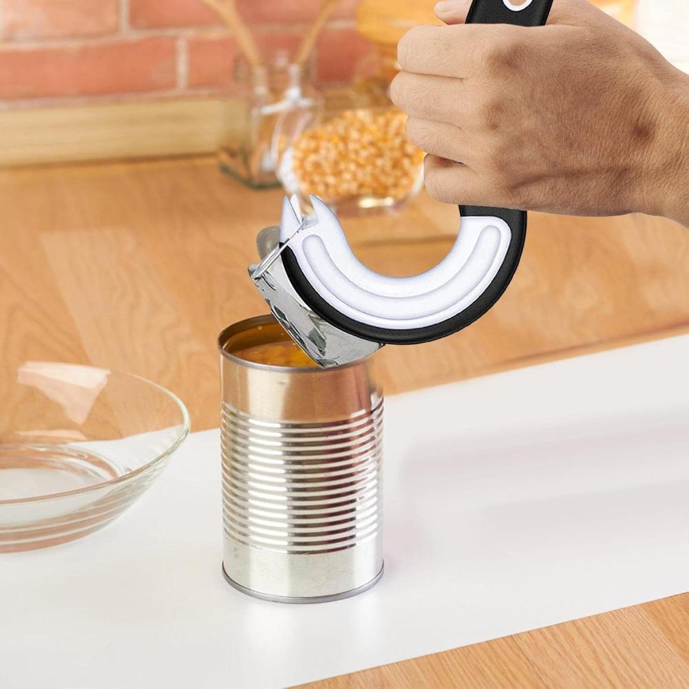 Portable J-Shaped Non-Slip Jar & Can Opener – Easy-Grip Multifunctional Lid & Ring Pull Opener