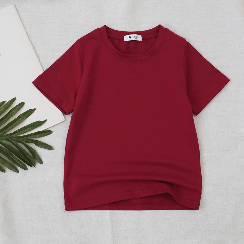 Candy Color T Summer New Boys' Basic Solid Color Top, Girls' Baby Versatile Half Sleeved Cotton T-shirt