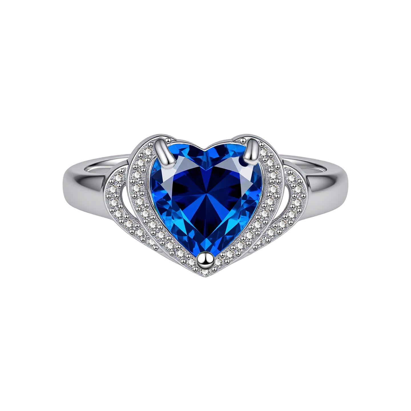 Heartfelt Romance: Eco-friendly Copper Heart-shaped Gem Ring, Multicolor, Perfect for Office  Everyday Wear Adjustable Opening