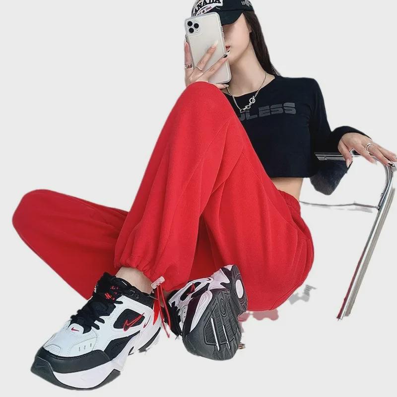 Women's American-Style High-Waist Wide-Leg Drawstring Sweatpants, 2024 Autumn Collection